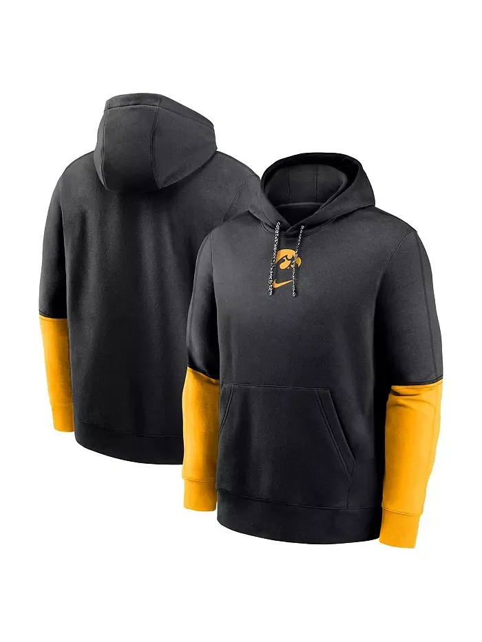 Мужская черно-золотая толстовка с капюшоном Iowa Hawkeyes 2024 Sideline Club Nike — изображение 1 из 3