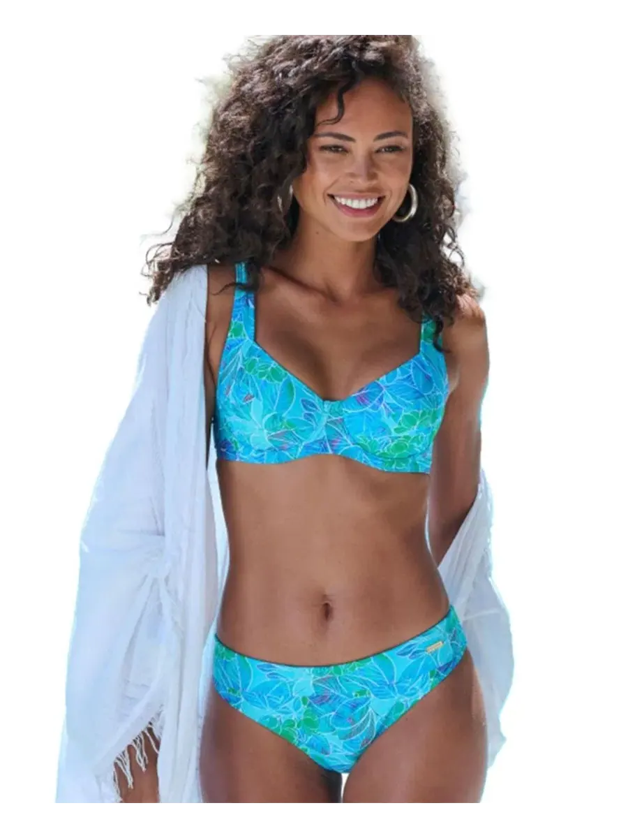Бюстье-топ бикини с принтом, на косточках LASCANA, Turquoise Print — изображение 2 из 7