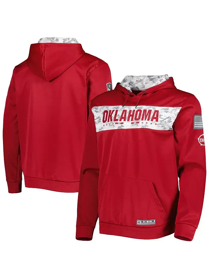 Мужская бордовая толстовка с капюшоном Oklahoma Sooners OHT в военном стиле Colosseum — изображение 1 из 3