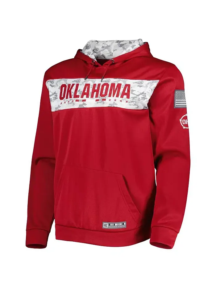Мужская бордовая толстовка с капюшоном Oklahoma Sooners OHT в военном стиле Colosseum — изображение 3 из 3
