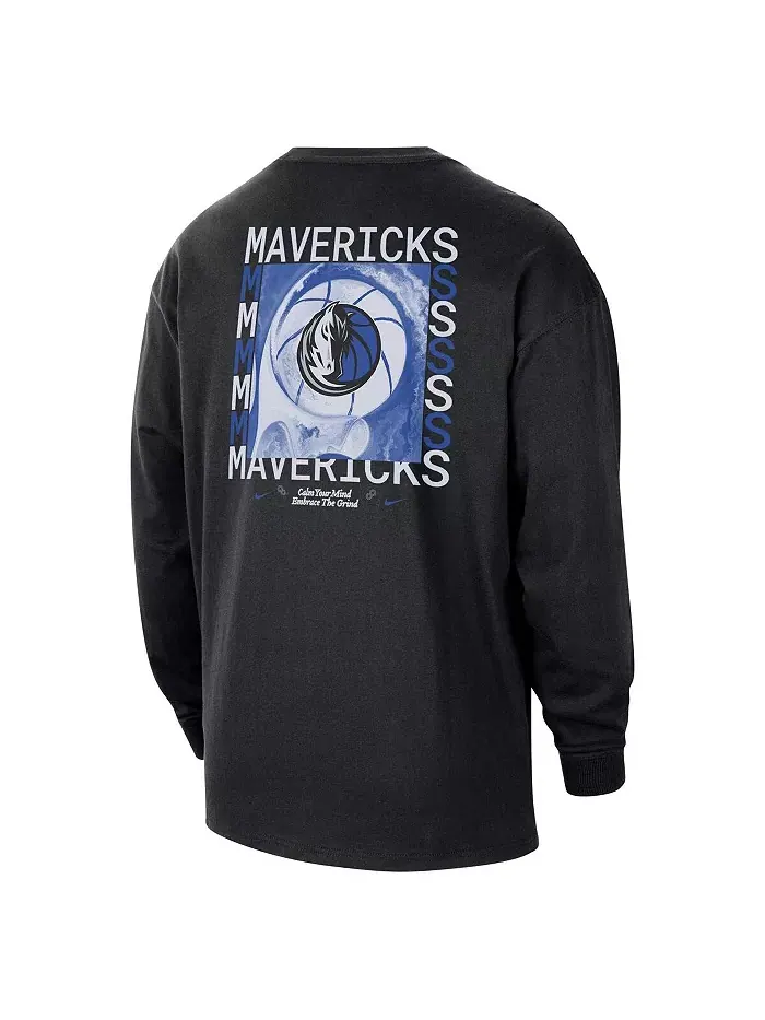 Мужская черная оверсайз футболка с длинным рукавом Dallas Mavericks Courtside Nike — изображение 3 из 3