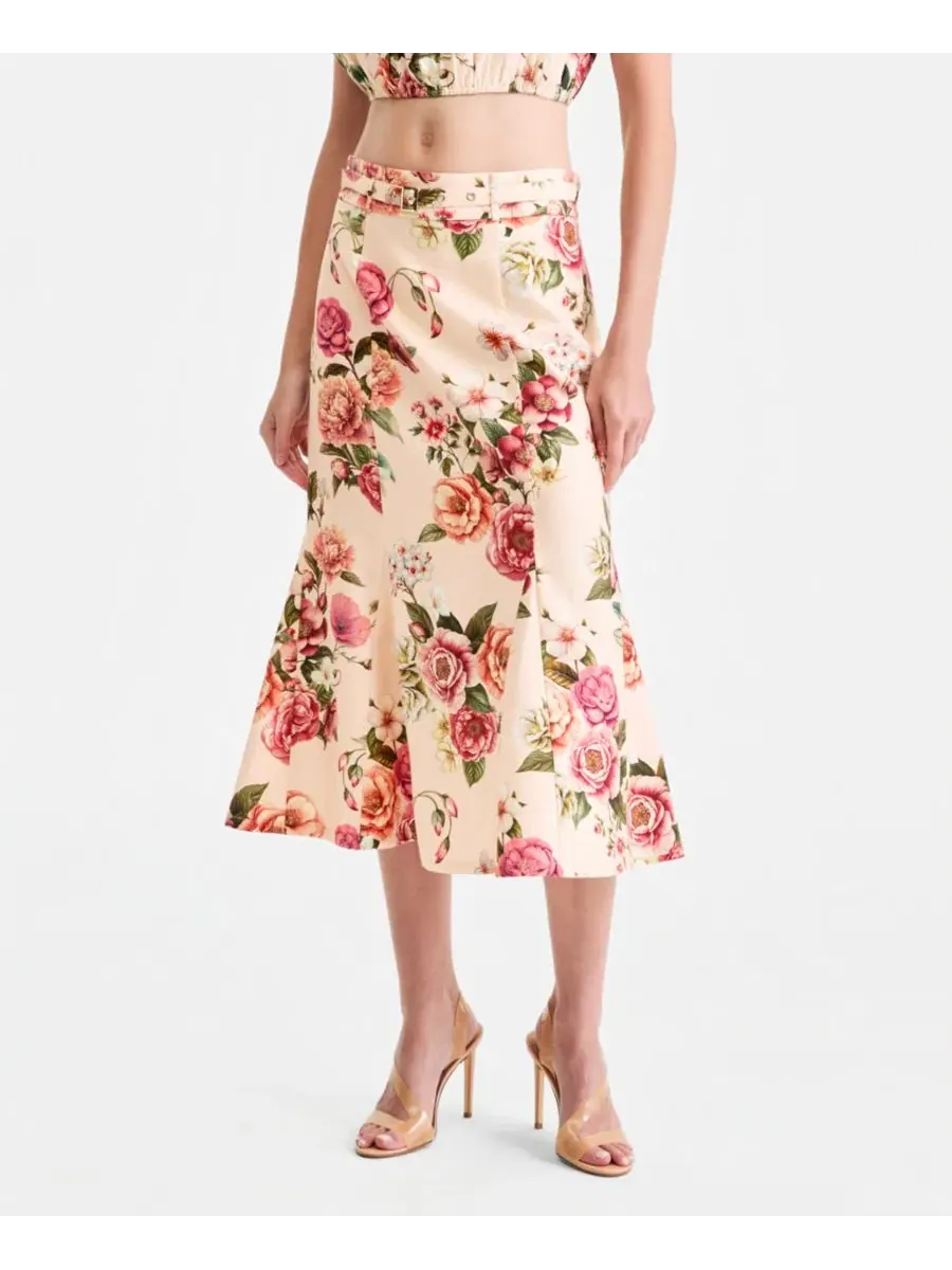 Комплект из топа с открытыми плечами и юбки миди с цветочным принтом Ryan GUESS, Cosmic Peony Print — изображение 3 из 4