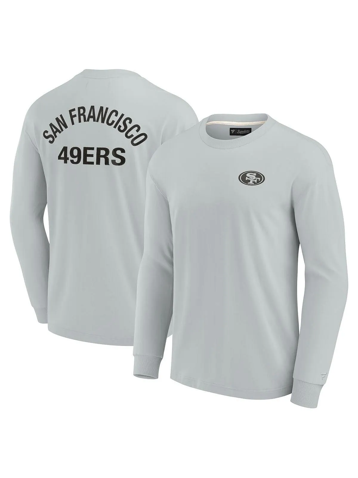 Мужская и женская серая супермягкая футболка San Francisco 49ers с длинным рукавом Fanatics — изображение 1 из 2, серый