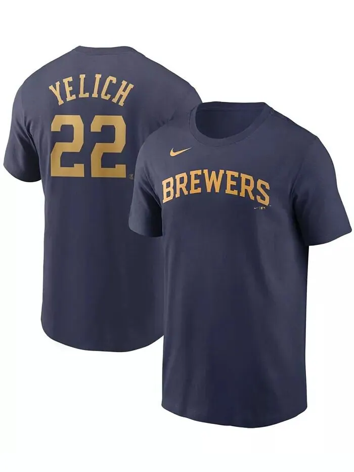 Мужская футболка с именем и номером Milwaukee Brewers — Christian Yelich Nike