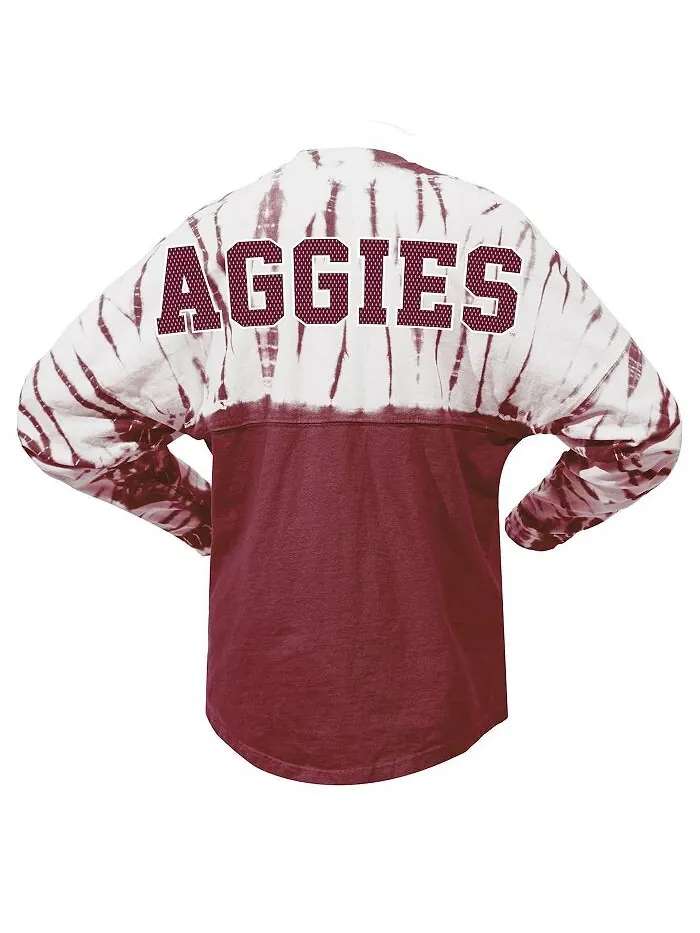 Женская темно-бордовая трикотажная футболка с длинными рукавами Texas A&M Aggies Tie Dye Spirit — изображение 3 из 3