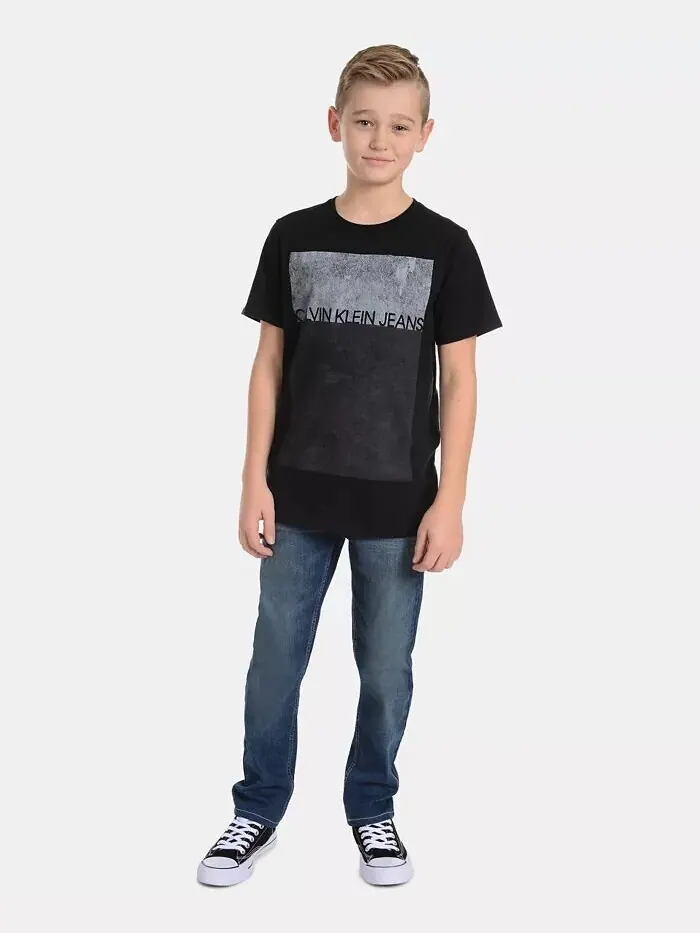 Хлопковая футболка с графическим принтом Big Boys Calvin Klein — изображение 4 из 4