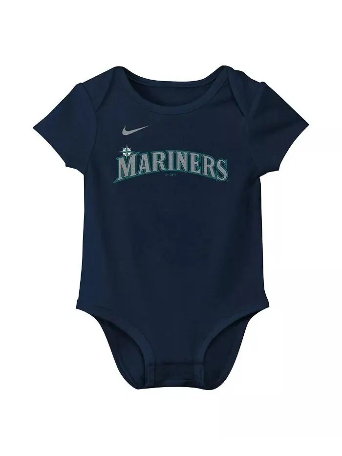 Боди для новорожденных мальчиков и девочек Julio Rodríguez Navy Seattle Mariners Fuse с именем и — изображение 2 из 3