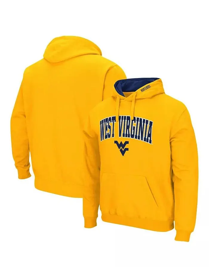 Мужская толстовка с капюшоном золотистого цвета West Virginia Mountaineers Arch and Logo 3.0 — изображение 1 из 3