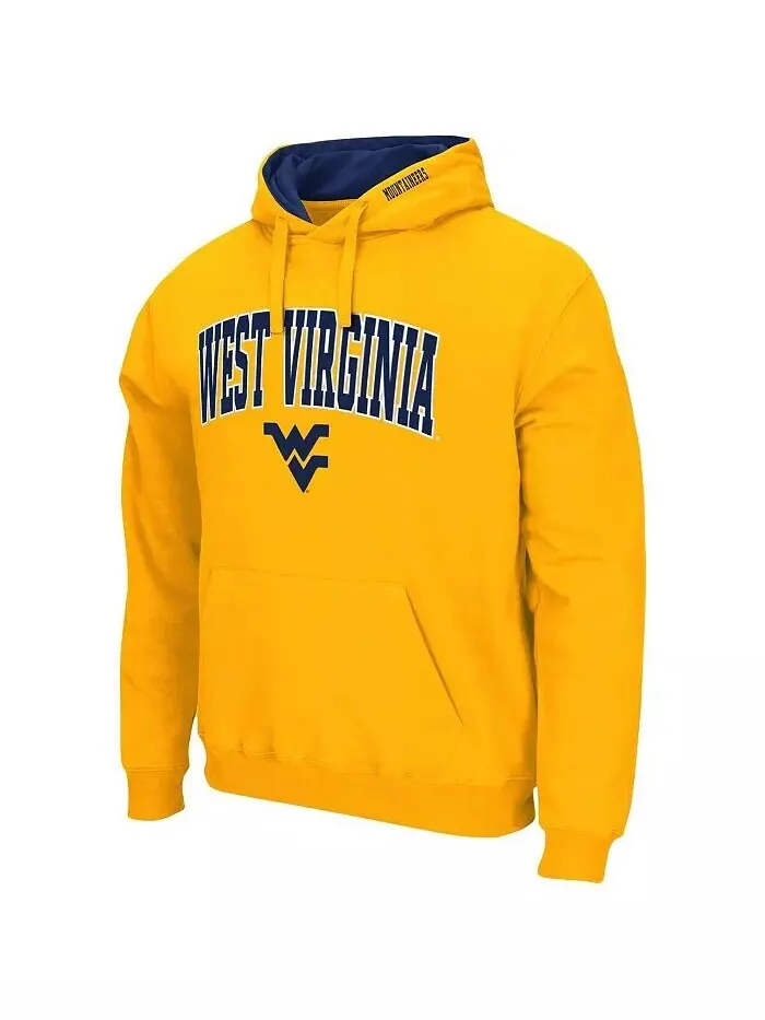 Мужская толстовка с капюшоном золотистого цвета West Virginia Mountaineers Arch and Logo 3.0 — изображение 2 из 3