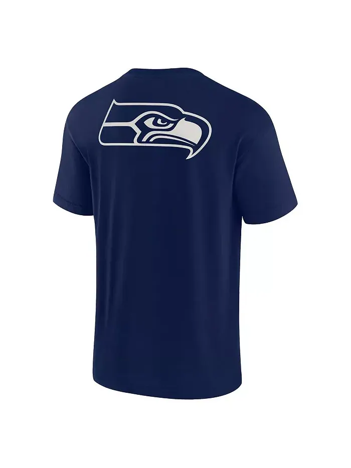 Мужская и женская футболка с коротким рукавом Seattle Seahawks College Navy, супермягкая Fanatics — изображение 2 из 3