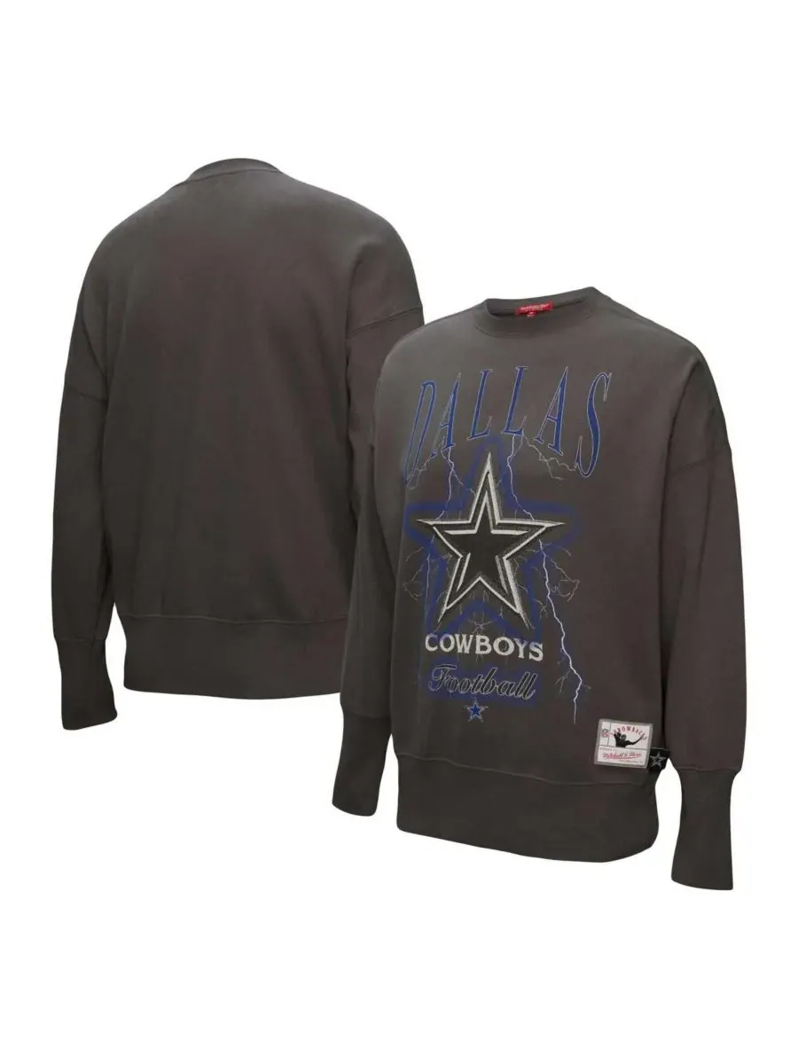 Mitchell & Ness Женская толстовка-пуловер Dallas Cowboys Distressed Logo 4.0 угольного цвета с — изображение 1 из 3