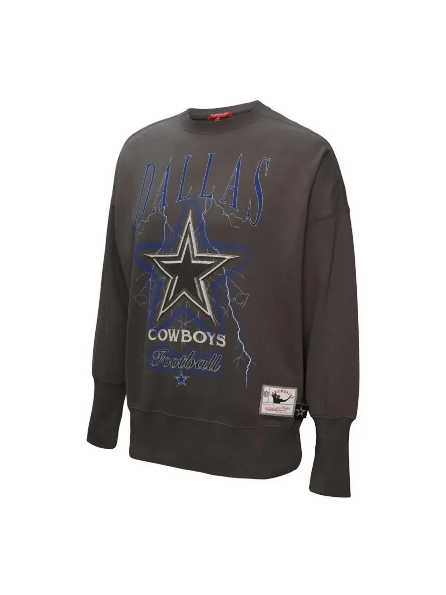 Mitchell & Ness Женская толстовка-пуловер Dallas Cowboys Distressed Logo 4.0 угольного цвета с — изображение 2 из 3
