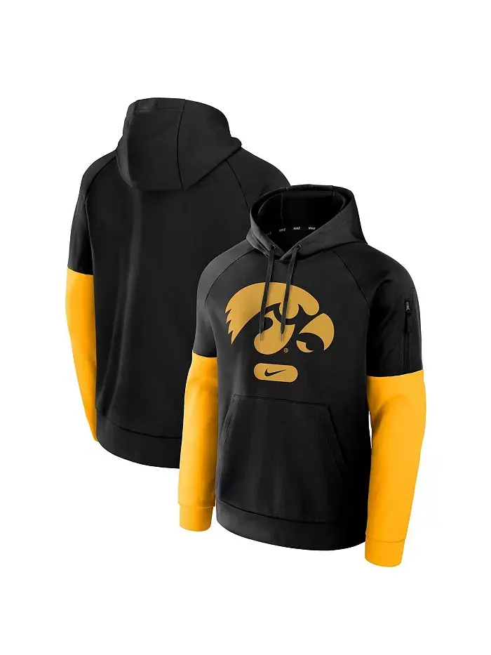 Мужская черная толстовка с капюшоном Iowa Hawkeyes для тренировок Nike — изображение 1 из 3