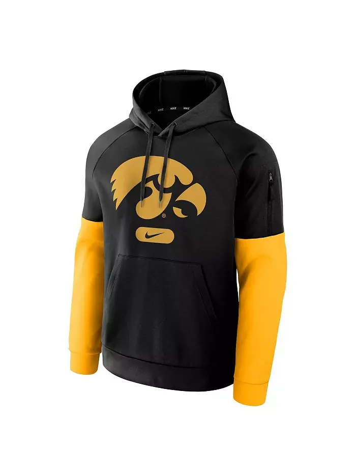 Мужская черная толстовка с капюшоном Iowa Hawkeyes для тренировок Nike — изображение 3 из 3