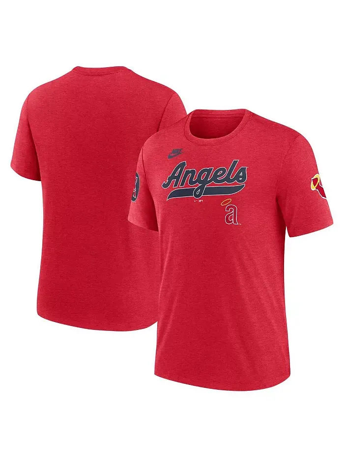 Мужская футболка Heather Red California Angels из коллекции Cooperstown Collection, трикотаж из — изображение 1 из 3
