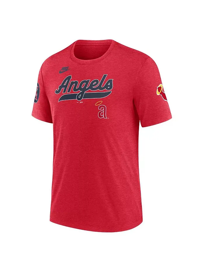 Мужская футболка Heather Red California Angels из коллекции Cooperstown Collection, трикотаж из — изображение 3 из 3