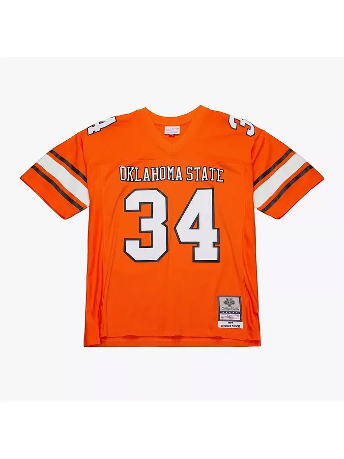 Мужская реплика джерси Thurman Thomas Oklahoma State Cowboys 1987 года в оранжевом цвете Mitchell & — изображение 1 из 4