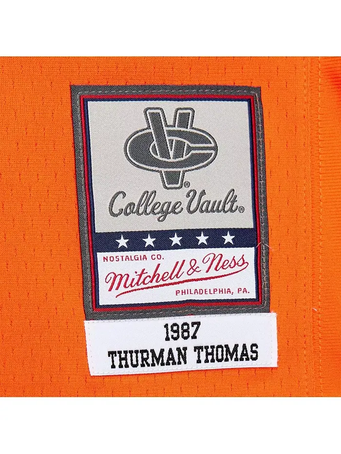 Мужская реплика джерси Thurman Thomas Oklahoma State Cowboys 1987 года в оранжевом цвете Mitchell & — изображение 3 из 4