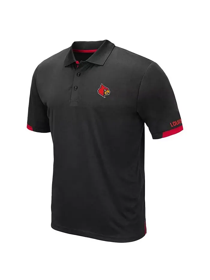 Мужская поло большого и высокого размера Louisville Cardinals в черном цвете Santry Colosseum — изображение 2 из 3