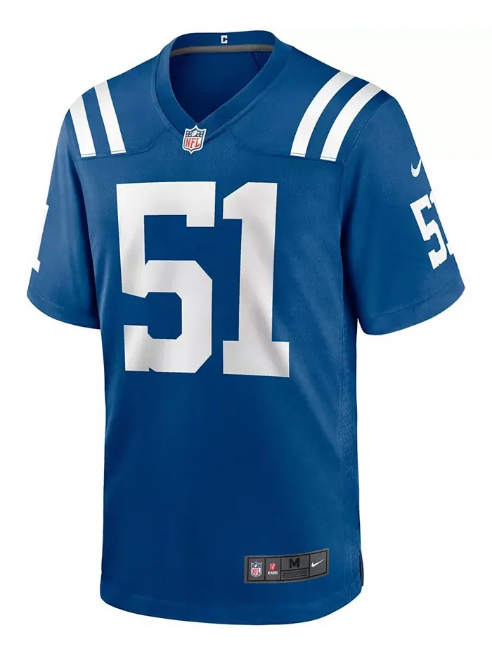 Мужская игровая футболка Kwity Paye Royal Indianapolis Colts — выбор в первом раунде драфта НФЛ — изображение 2 из 3
