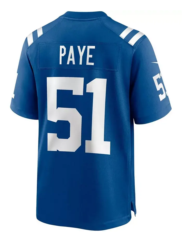 Мужская игровая футболка Kwity Paye Royal Indianapolis Colts — выбор в первом раунде драфта НФЛ — изображение 3 из 3