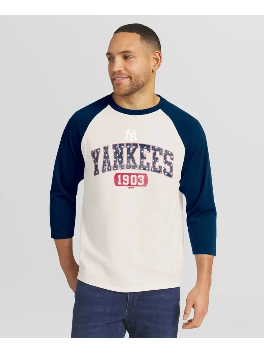 Футболка с рукавом 3/4 с принтом New York Yankees Americana Darius Rucker Collection By Fanatics