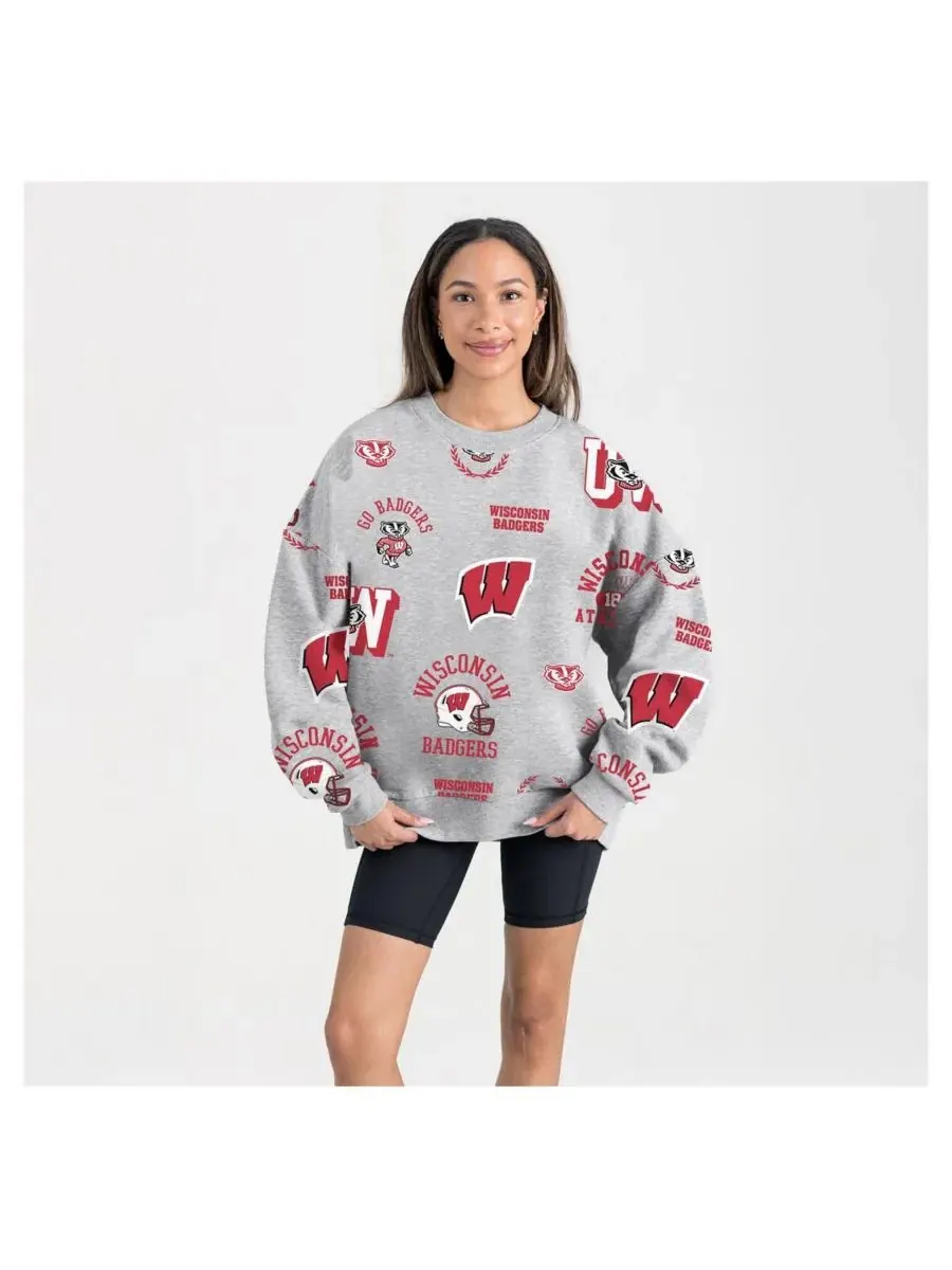 Gameday Couture Женская серая флисовая толстовка Wisconsin Badgers Always on Repeat — изображение 1 из 5, серый