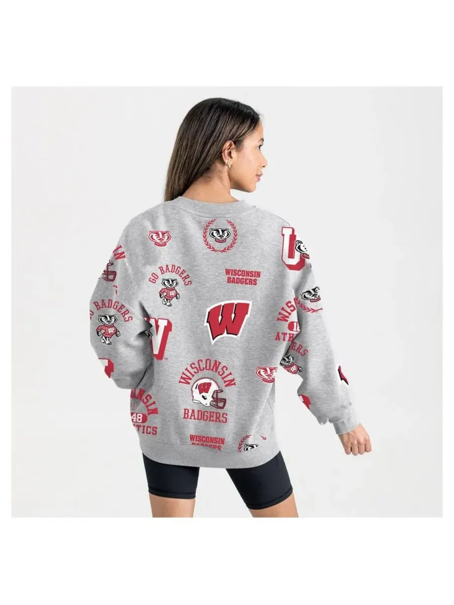 Gameday Couture Женская серая флисовая толстовка Wisconsin Badgers Always on Repeat — изображение 2 из 5, серый