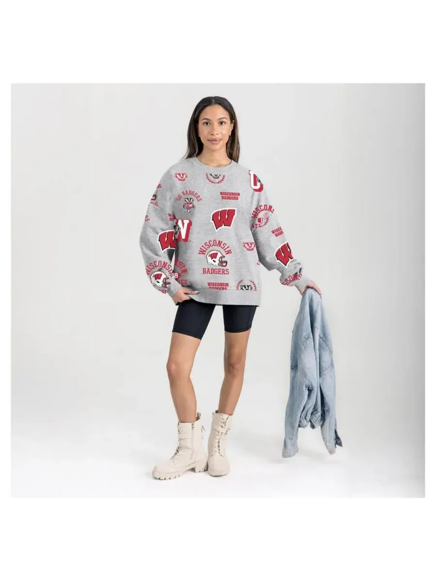 Gameday Couture Женская серая флисовая толстовка Wisconsin Badgers Always on Repeat — изображение 3 из 5, серый