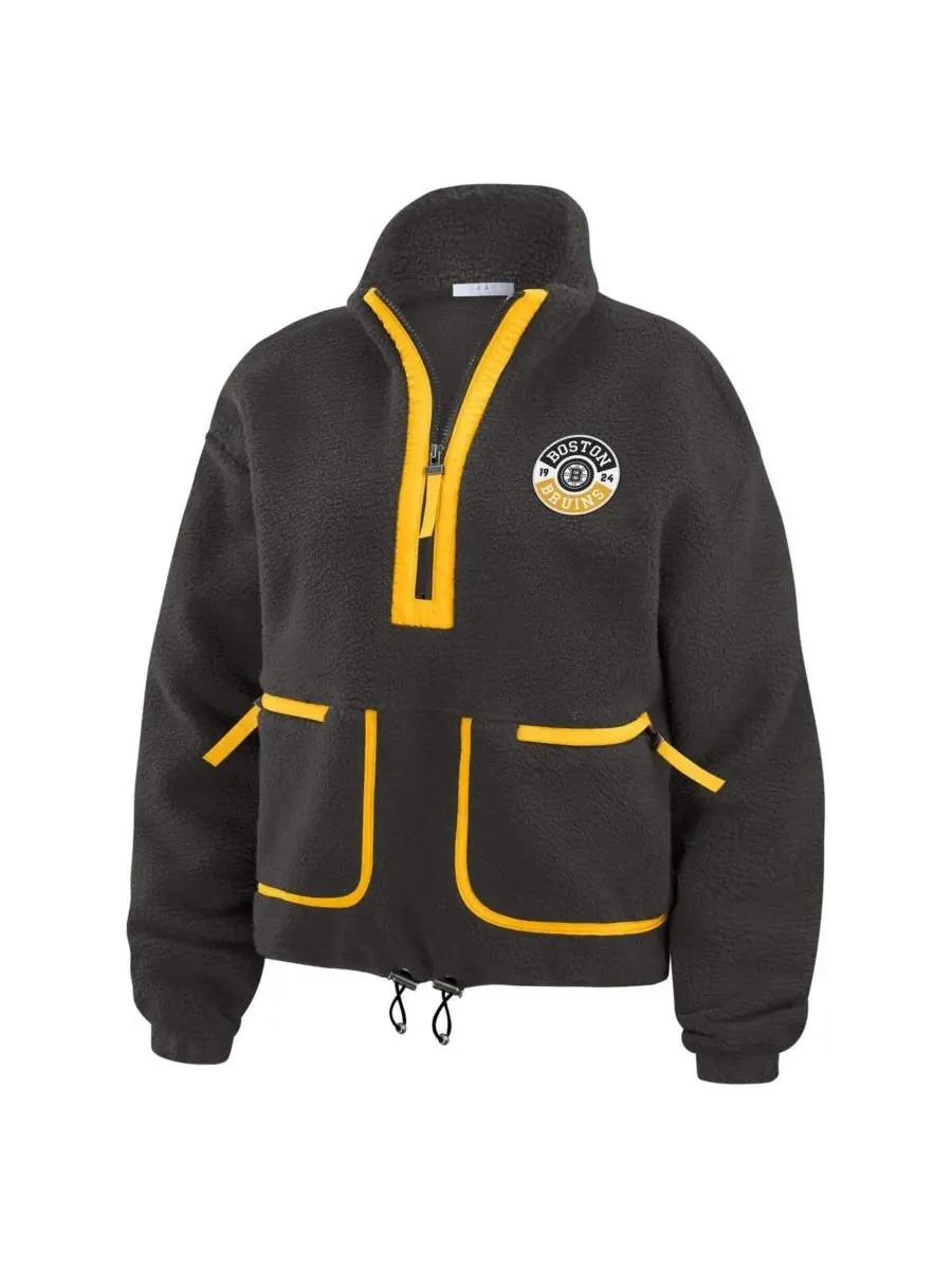 WEAR by Erin Andrews Женская черная флисовая куртка Boston Bruins с застежкой-молнией до середины — изображение 2 из 5