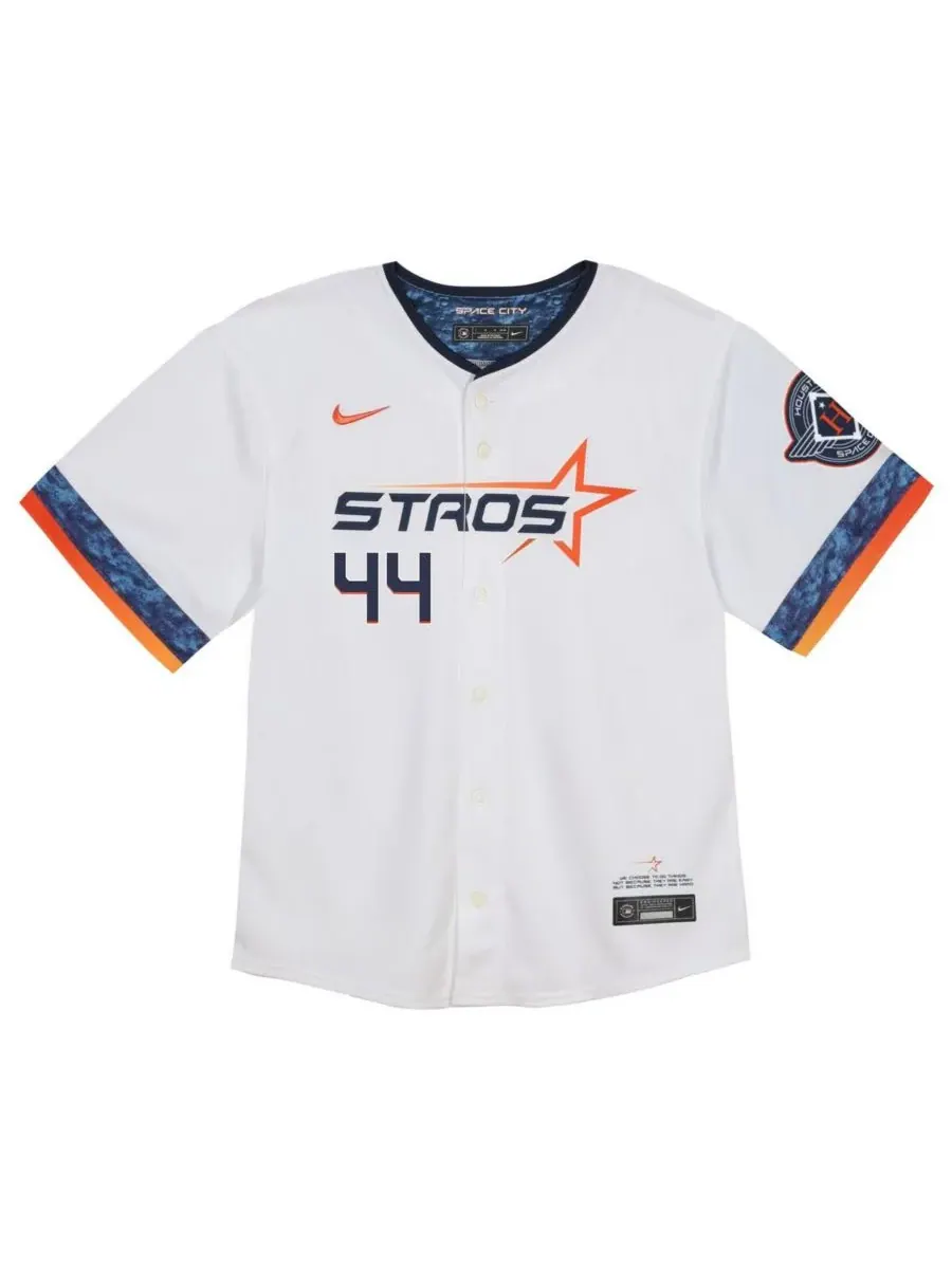 Nike Детская футболка Йордана Альвареса белого цвета с символикой команды Houston Astros 2025 City — изображение 2 из 3