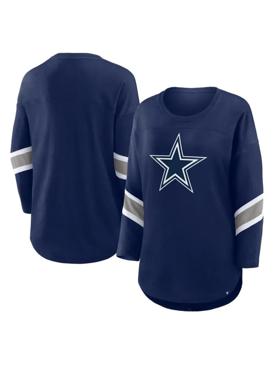 Fanatics Женская темно-синяя футболка большого размера Dallas Cowboys Redzone с рукавами 3/4 и — изображение 1 из 3