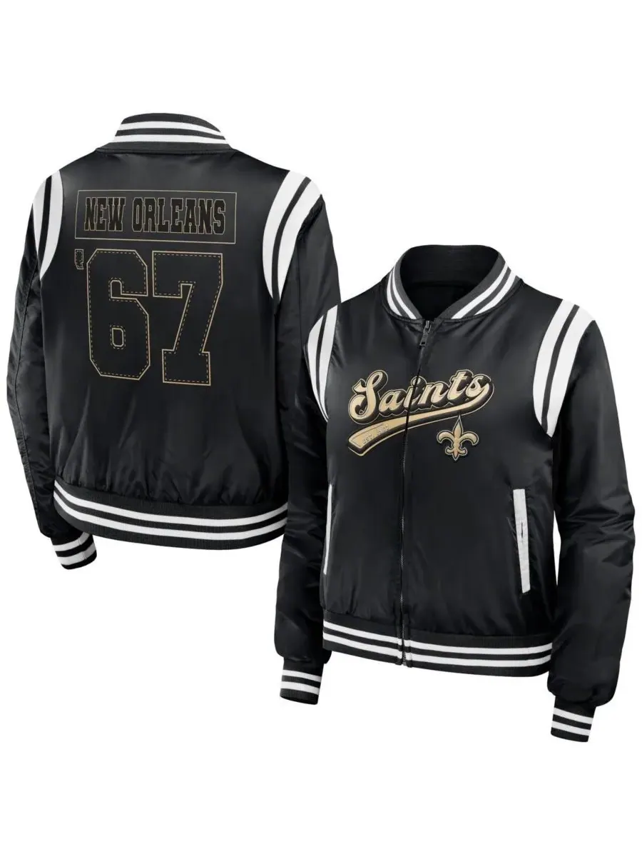 WEAR by Erin Andrews Женская черная куртка-бомбер на молнии с символикой New Orleans Saints