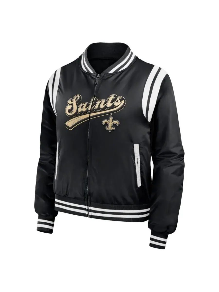 WEAR by Erin Andrews Женская черная куртка-бомбер на молнии с символикой New Orleans Saints — изображение 2 из 3, черный