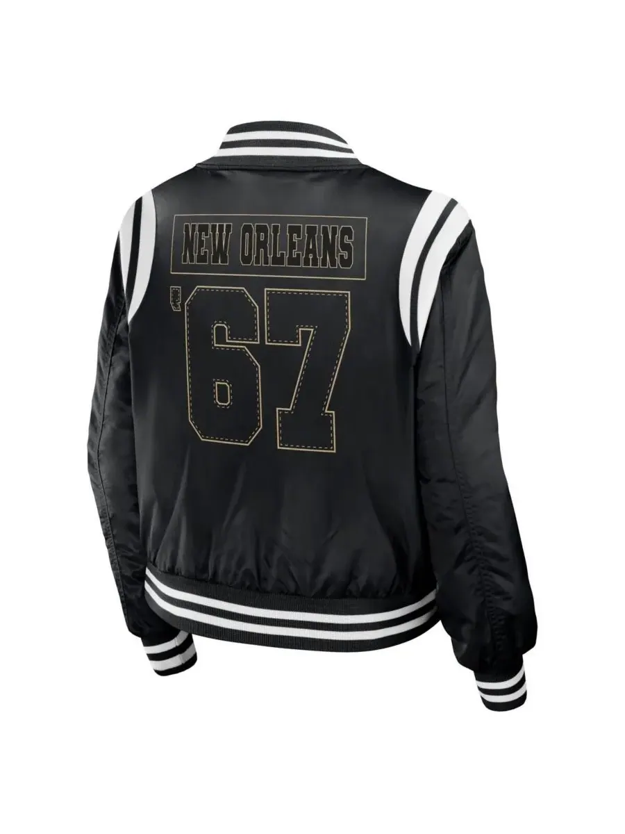 WEAR by Erin Andrews Женская черная куртка-бомбер на молнии с символикой New Orleans Saints — изображение 3 из 3, черный