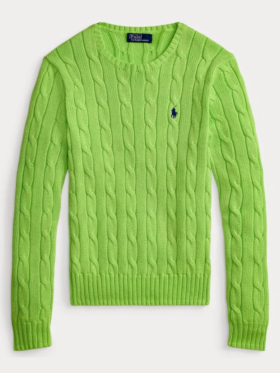 Свитер с воротником-гольф из хлопка с косами Polo Ralph Lauren, Bright Leaf — изображение 2 из 5