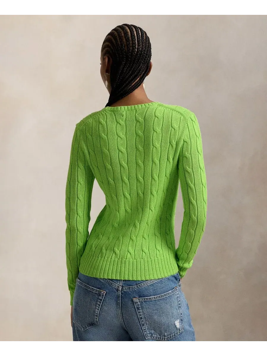 Свитер с воротником-гольф из хлопка с косами Polo Ralph Lauren, Bright Leaf — изображение 5 из 5