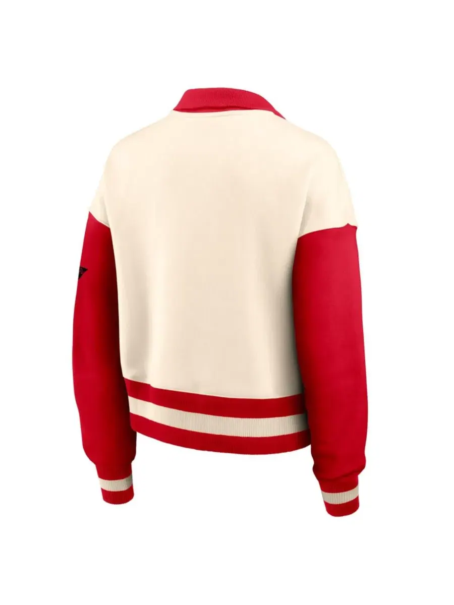 Женский свитшот-пуловер Oversized Legacy Color Block с четверть-молнией и капюшоном — изображение 3 из 3, красный