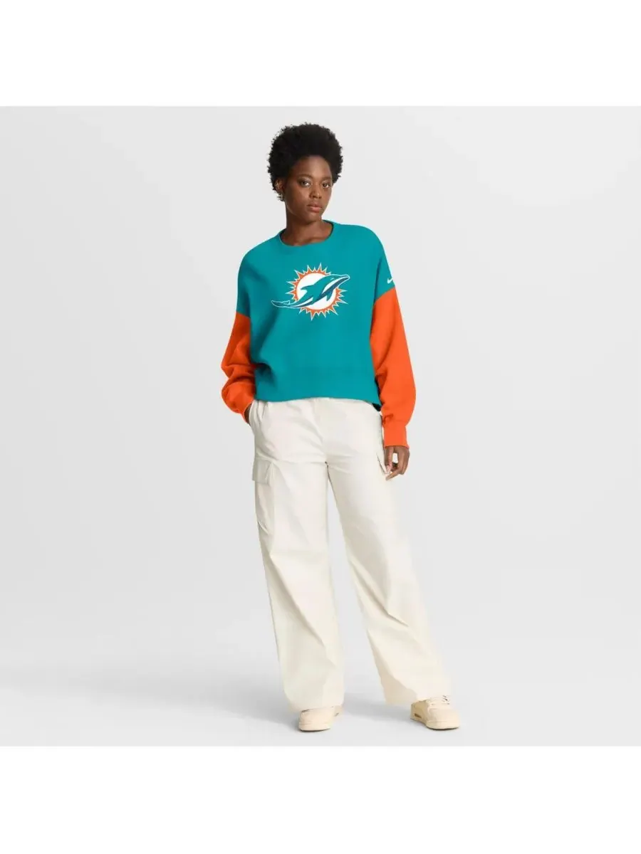 Женская толстовка-пуловер Aqua Miami Dolphins оверсайз с цветовыми блоками Nike — изображение 3 из 5, голубой