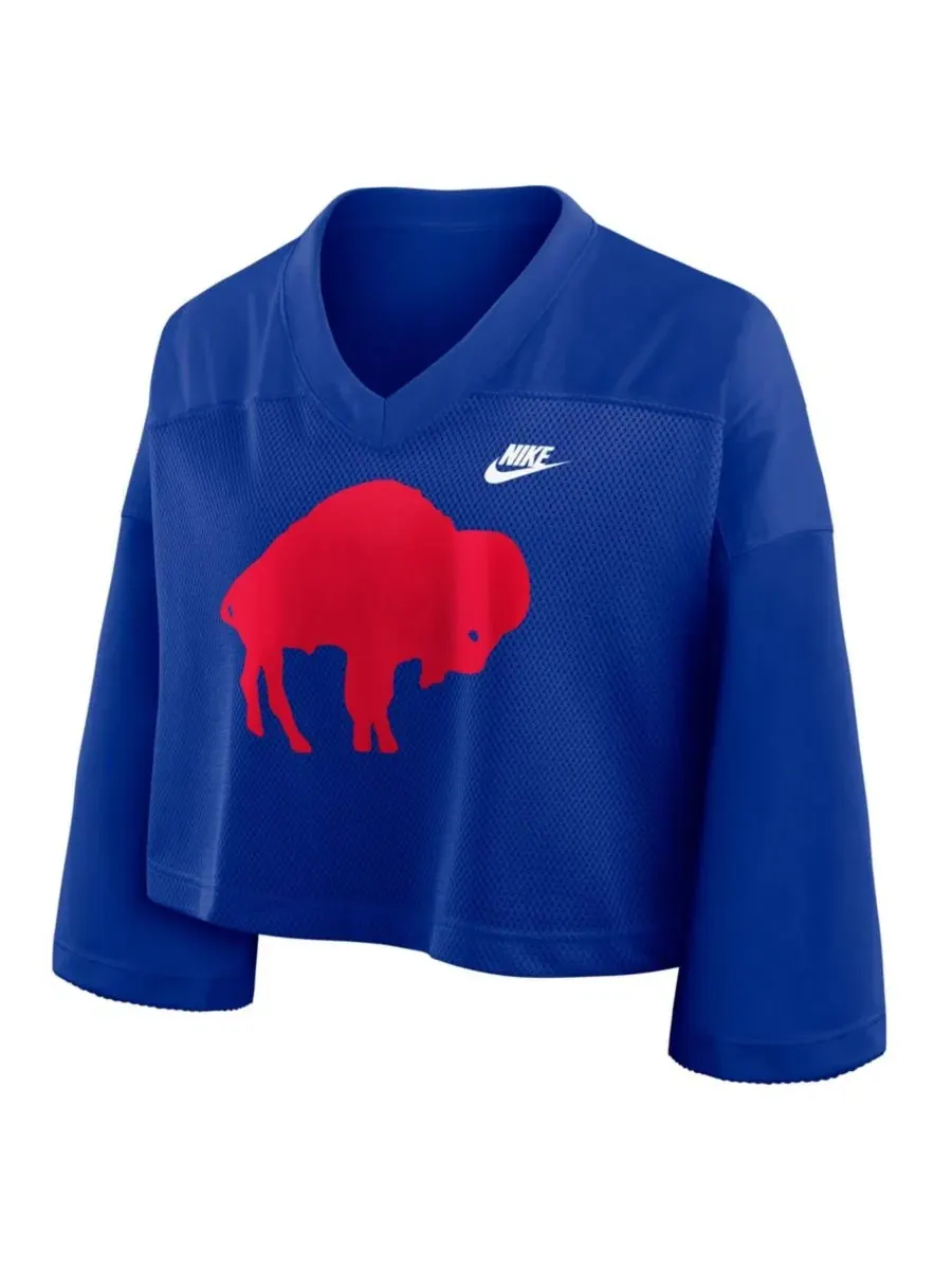 Женская укороченная футболка с принтом Buffalo Bills Rewind Dri-FIT Mesh Nike — изображение 2 из 2, королевский
