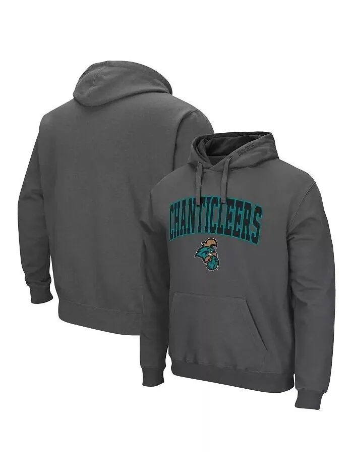 Мужской темно-серый пуловер с капюшоном Coastal Carolina Chanticleers Arch и Logo Colosseum — изображение 1 из 3
