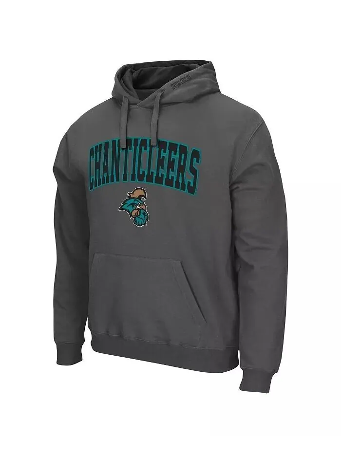 Мужской темно-серый пуловер с капюшоном Coastal Carolina Chanticleers Arch и Logo Colosseum — изображение 3 из 3