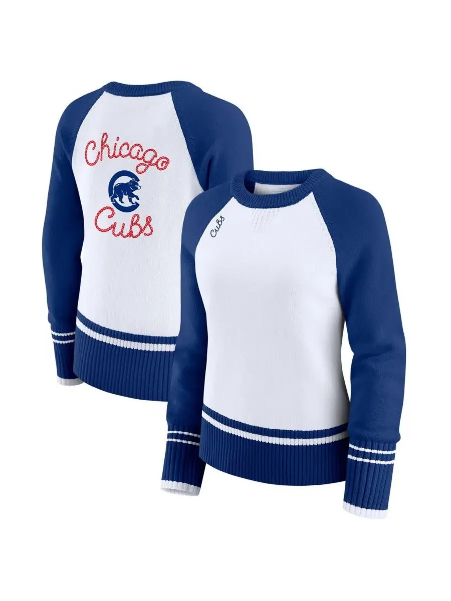 Свитер реглан с цветовыми блоками Chicago Cubs White, Royal WEAR by Erin Andrews — изображение 1 из 5, белый