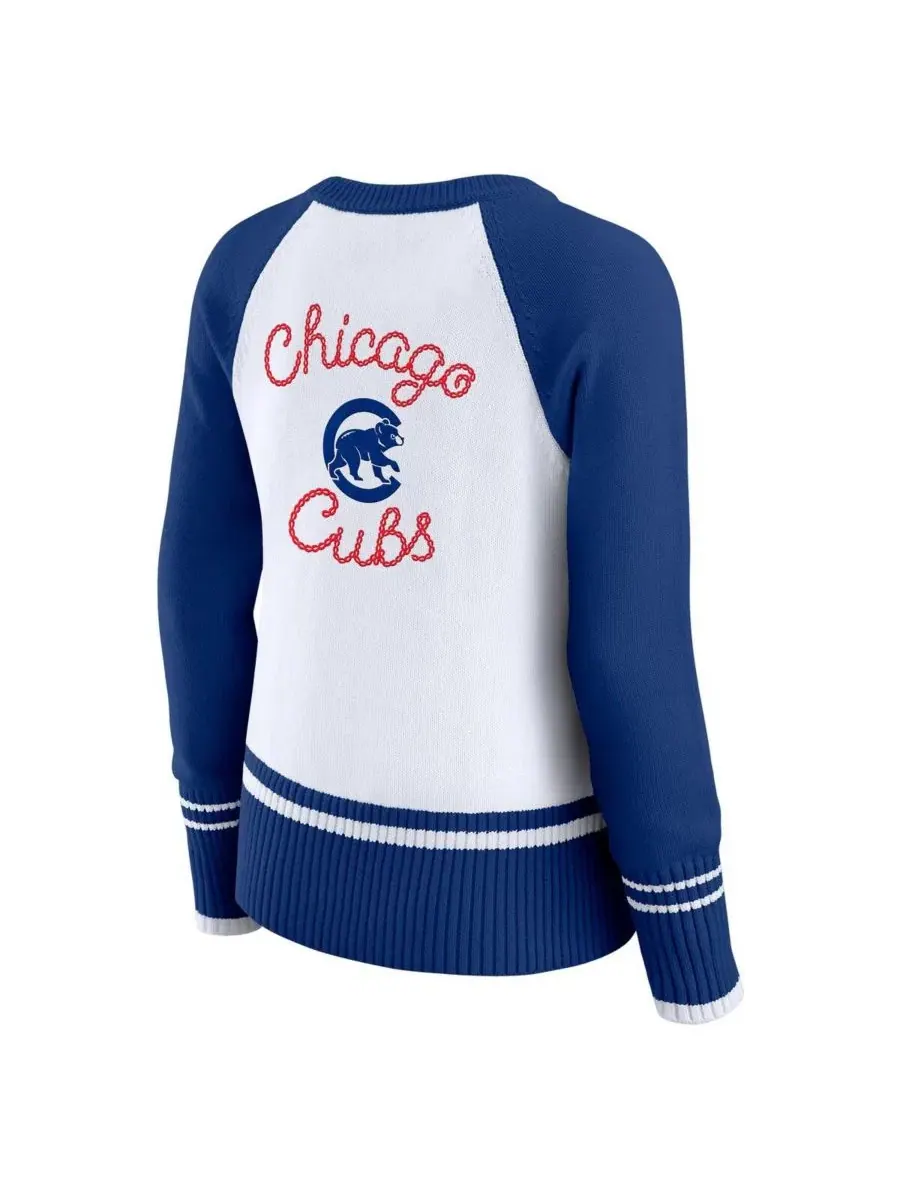 Свитер реглан с цветовыми блоками Chicago Cubs White, Royal WEAR by Erin Andrews — изображение 3 из 5, белый