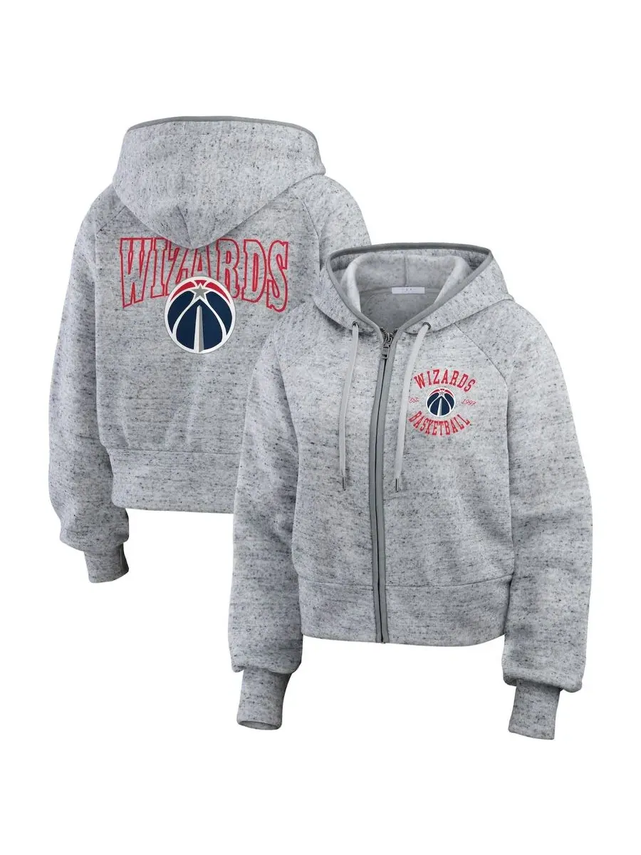 Женский худи с принтом Washington Wizards, модель Speckled Radiator Full-Zip WEAR by Erin Andrews — изображение 1 из 3, серый