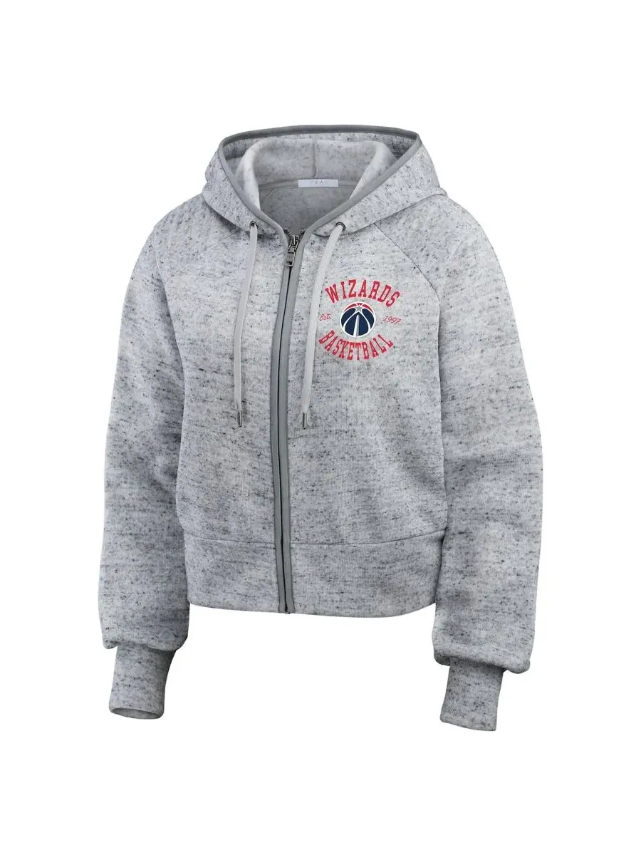Женский худи с принтом Washington Wizards, модель Speckled Radiator Full-Zip WEAR by Erin Andrews — изображение 2 из 3, серый