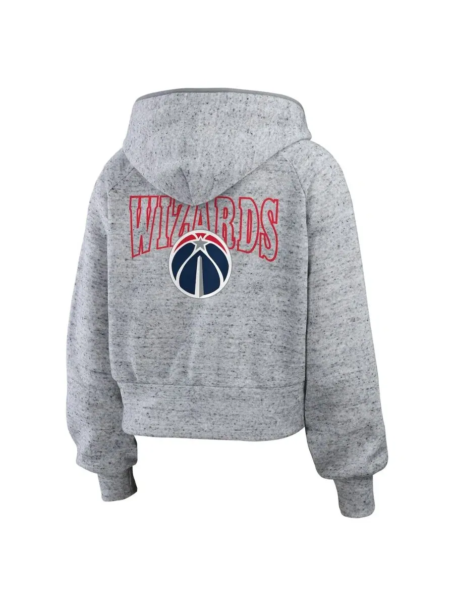Женский худи с принтом Washington Wizards, модель Speckled Radiator Full-Zip WEAR by Erin Andrews — изображение 3 из 3, серый