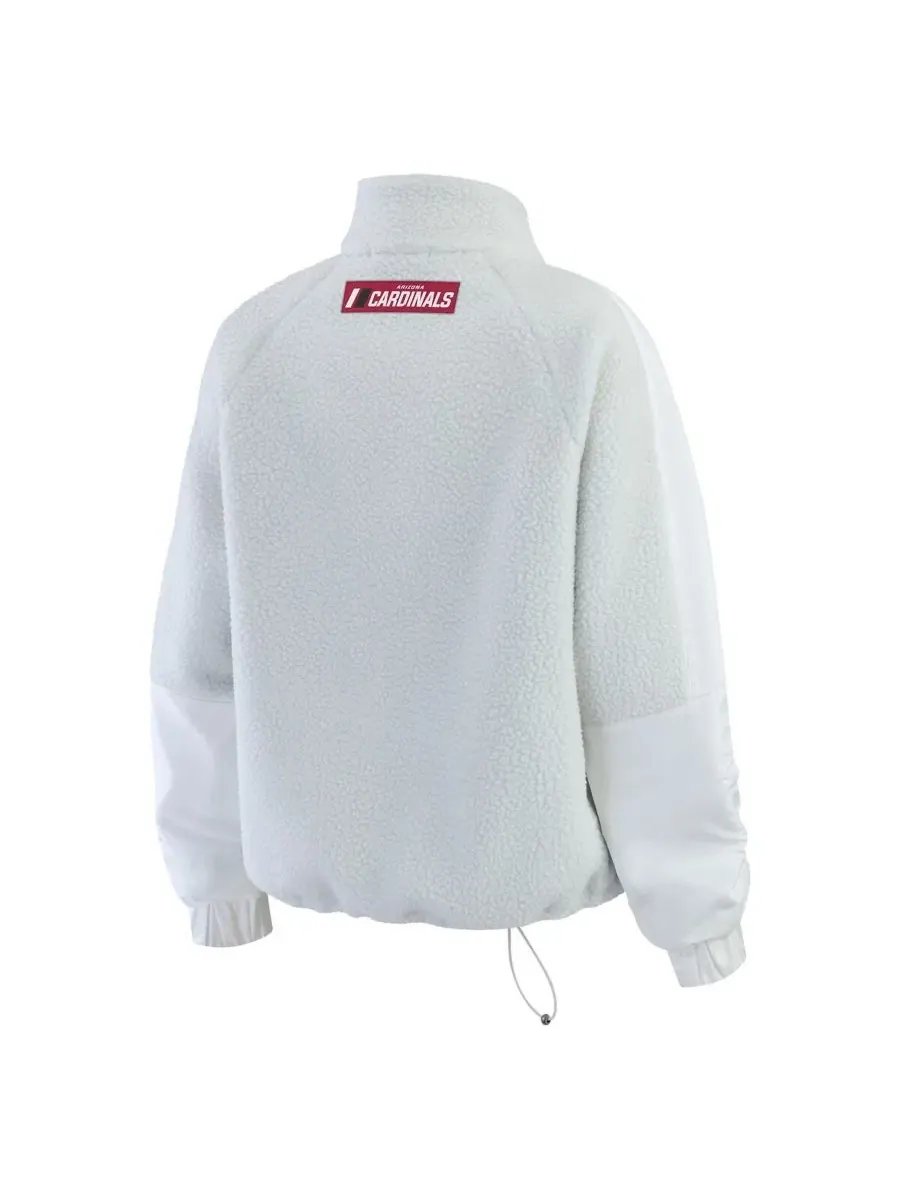 Женская куртка-полузип из флиса с принтом Arizona Cardinals, модель Polar Fleece Half-Zip Jacket — изображение 3 из 5, белый