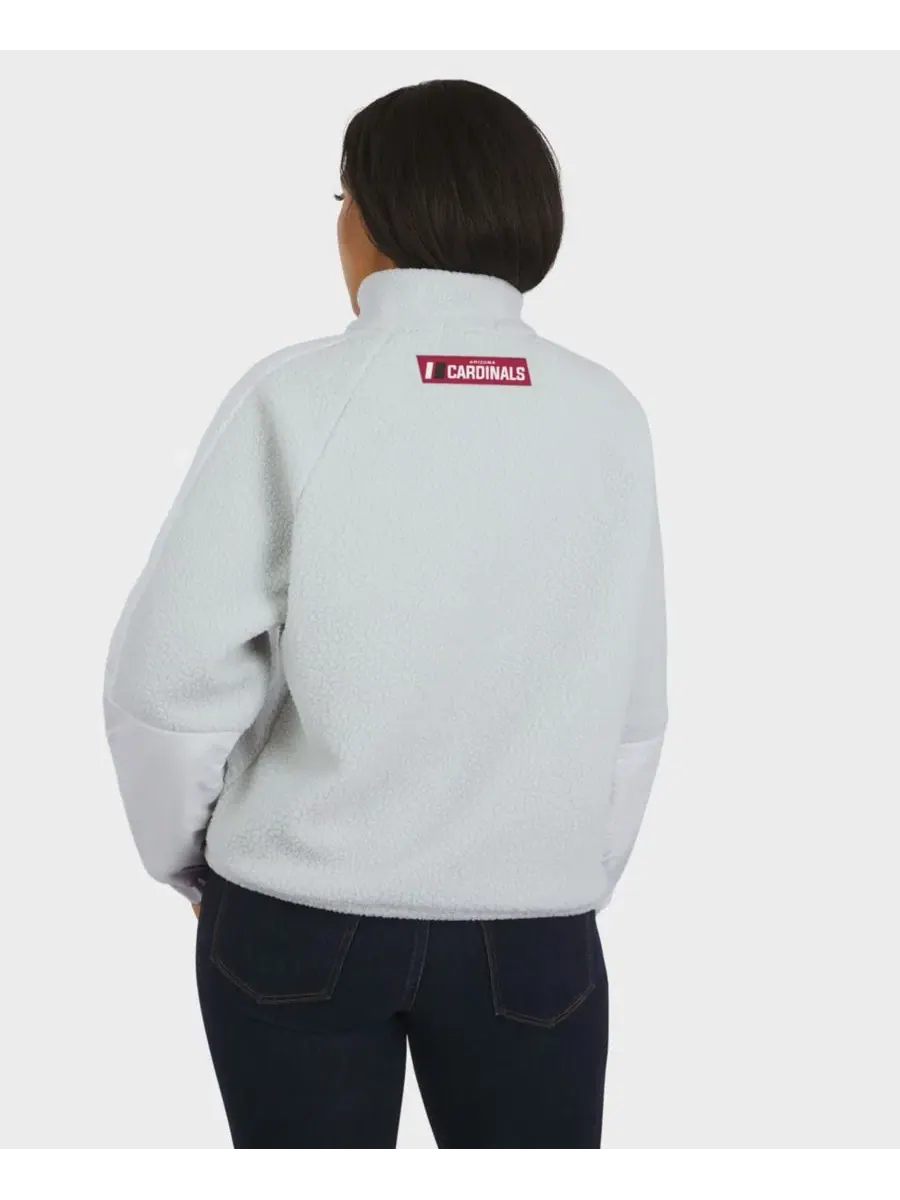 Женская куртка-полузип из флиса с принтом Arizona Cardinals, модель Polar Fleece Half-Zip Jacket — изображение 5 из 5, белый