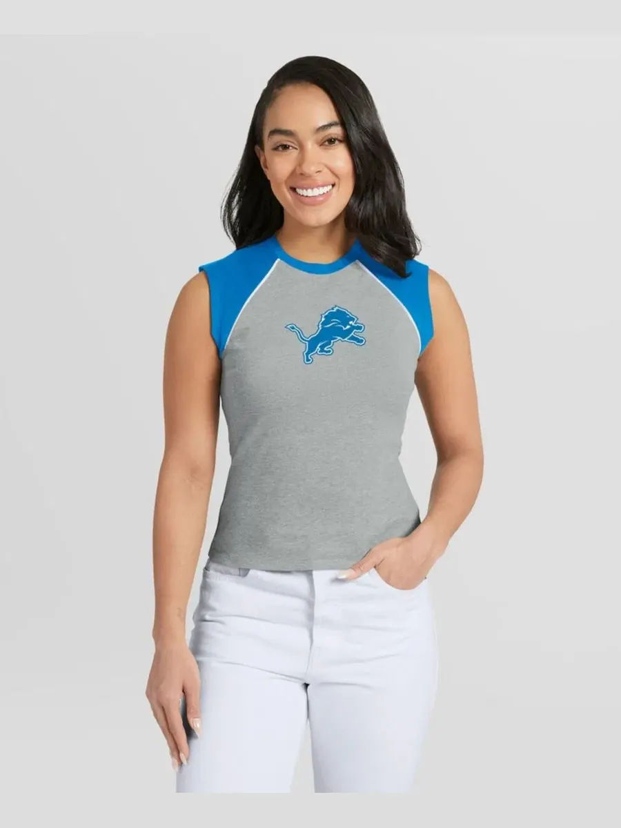 Женский топ-реглан с принтом Detroit Lions WEAR by Erin Andrews — изображение 1 из 4, серый